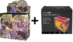MINT Pokemon SWSH2 Rebel Clash Booster Box PLUS Acrylic Ultra Pro Cache Box 2.0 Protector